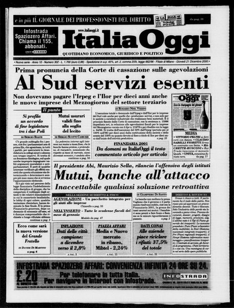 Italia oggi : quotidiano di economia finanza e politica